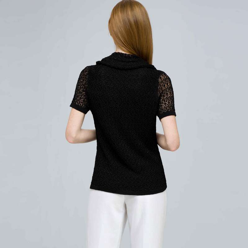 Cowl Neck Top, Black, large image number 1